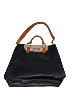 Adrienne Vittadini Black Tote with Brown Handles